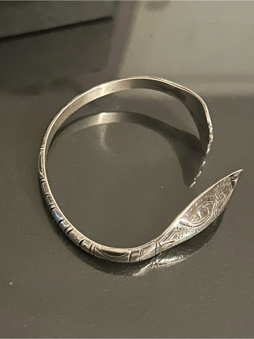 Sterling Silver Engraved Cuff Bracelet - Silver